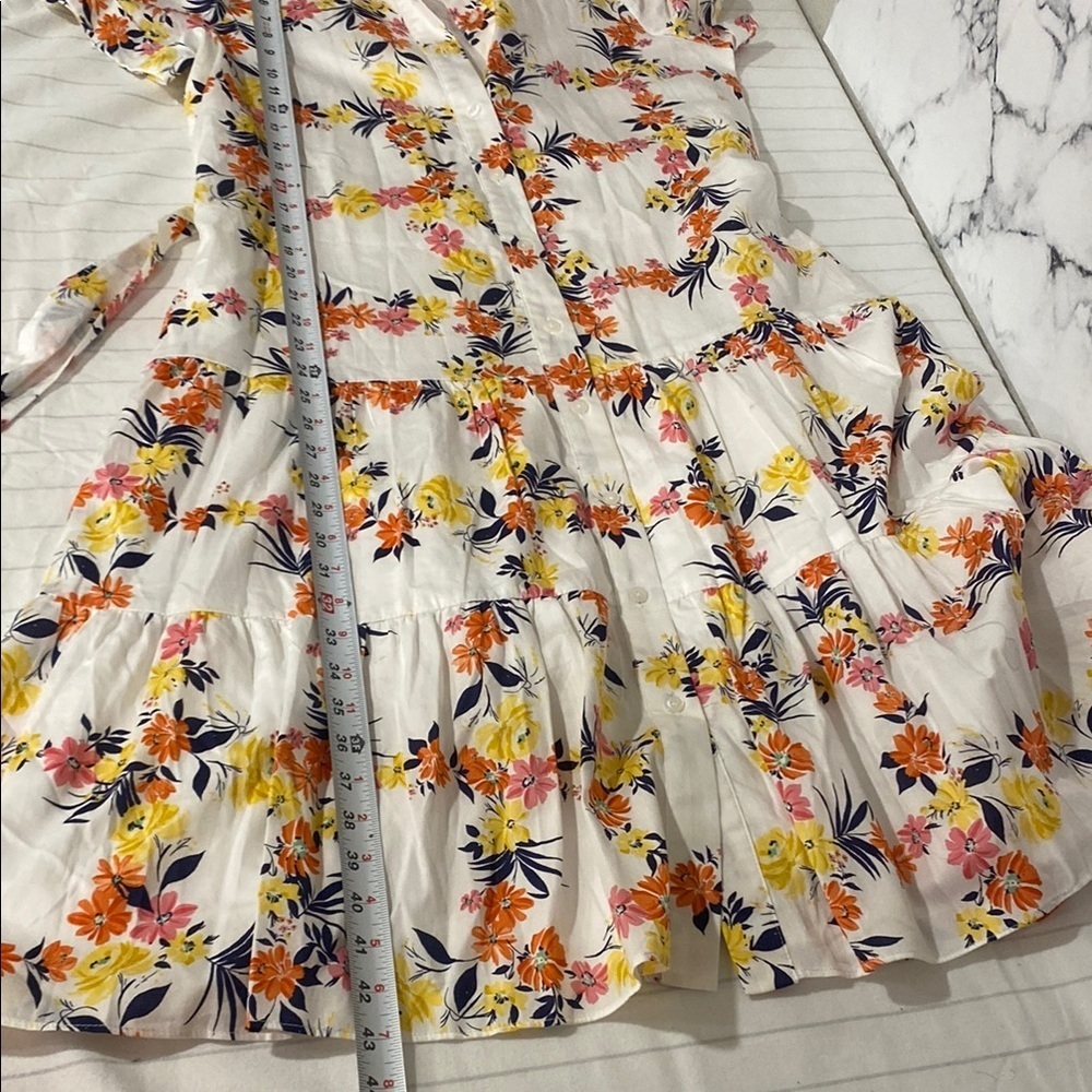Maggy London White Dress with Floral Accents Amalia Short Sleeve Jersey Size 8 - Picture 10 of 13